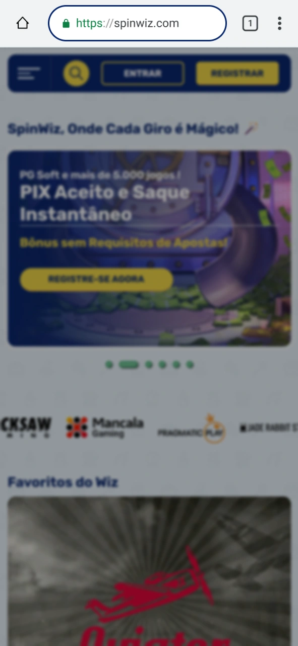 Acesse o site oficial da Spinwiz.