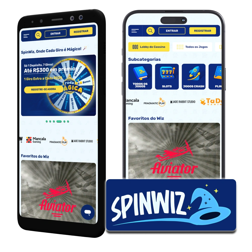 Jogue os seus jogos de casino favoritos na aplicação Spinwiz.