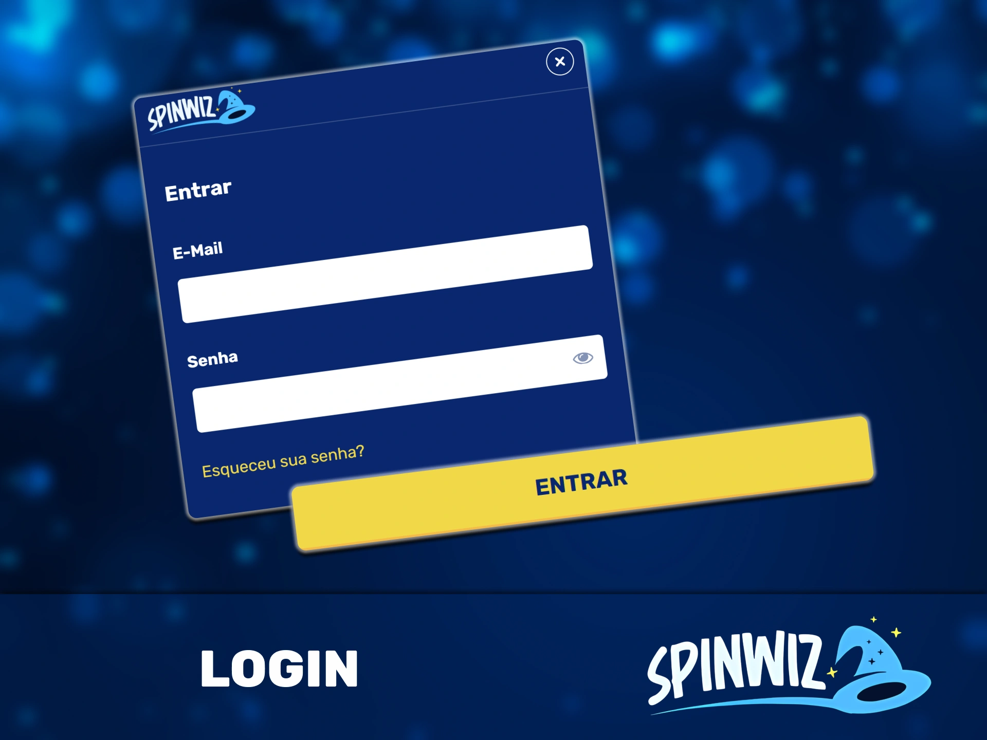 Inicie sessão na sua conta na aplicação Spinwiz.