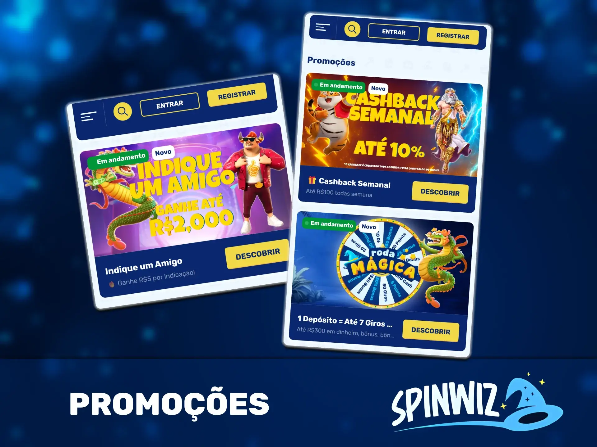 Receba os seus bónus na aplicação Spinwiz.