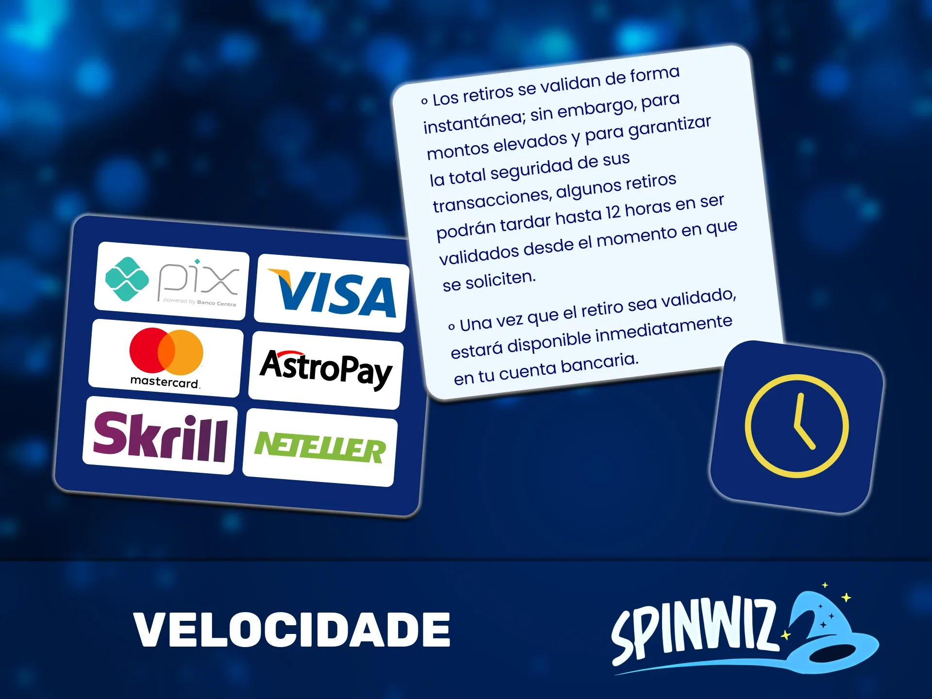Você não precisa esperar muito tempo para que a transação Spinwiz seja realizada.