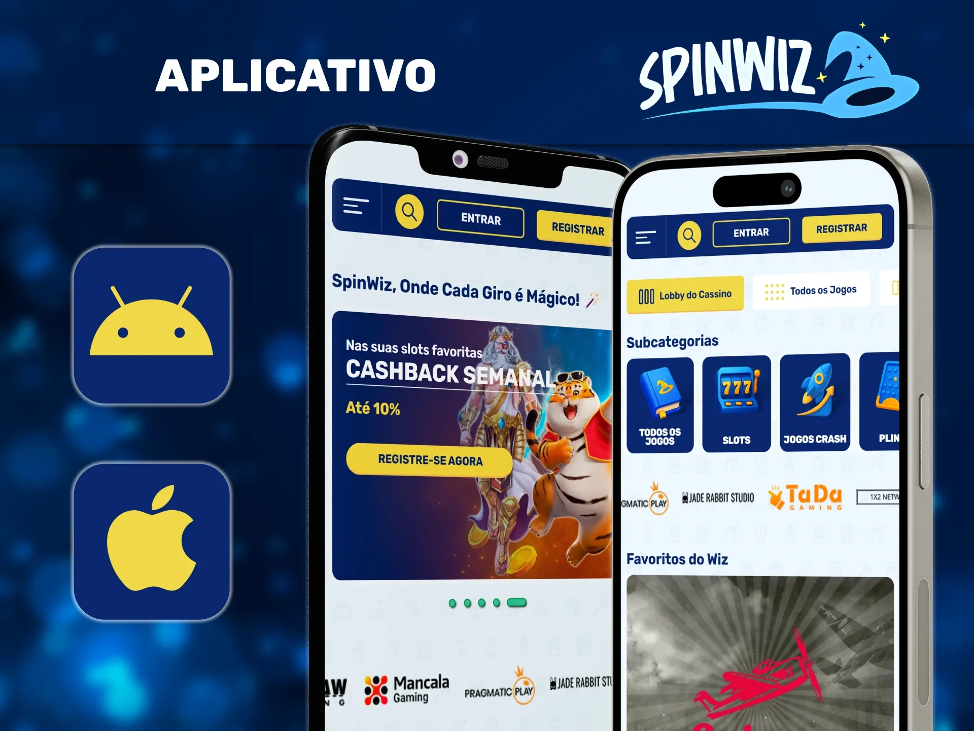 Instale o aplicativo Spinwiz no seu dispositivo e jogue a qualquer hora.