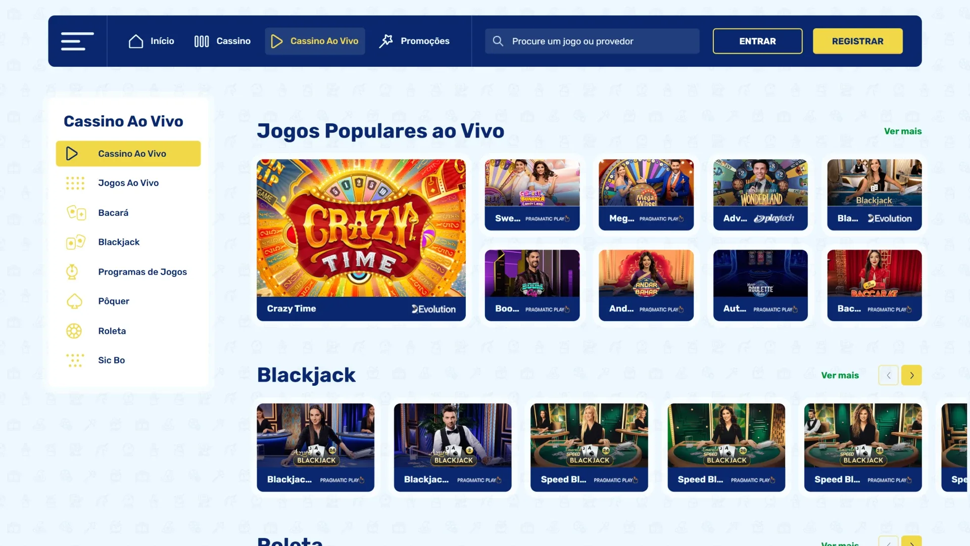 Os crupiês ao vivo esperam por você na seção de cassino ao vivo do Spinwiz.