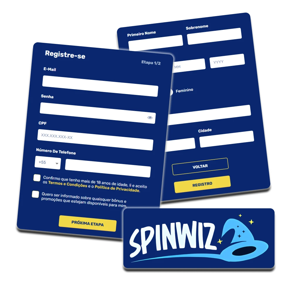 Leia as instruções de registro no site Spinwiz.
