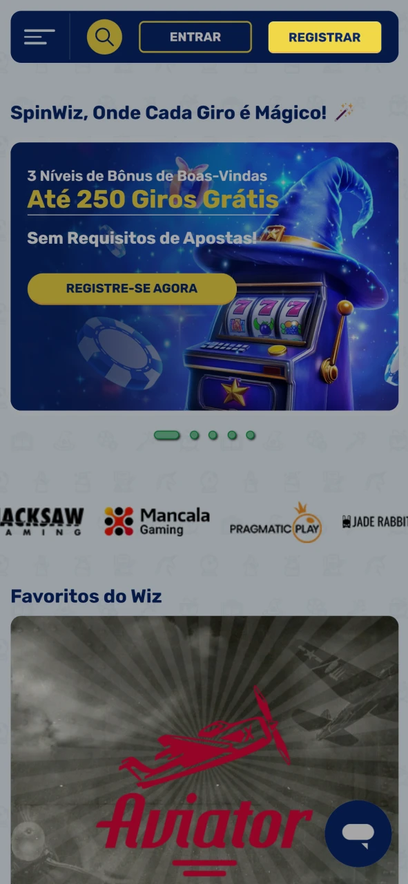 Abra o formulário de registro do Spinwiz clicando no botão.