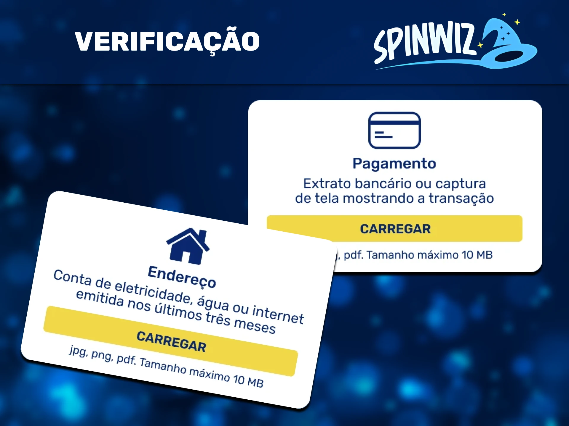 A verificação da conta é uma ação obrigatória para obter acesso a todas as funções do Spinwiz.