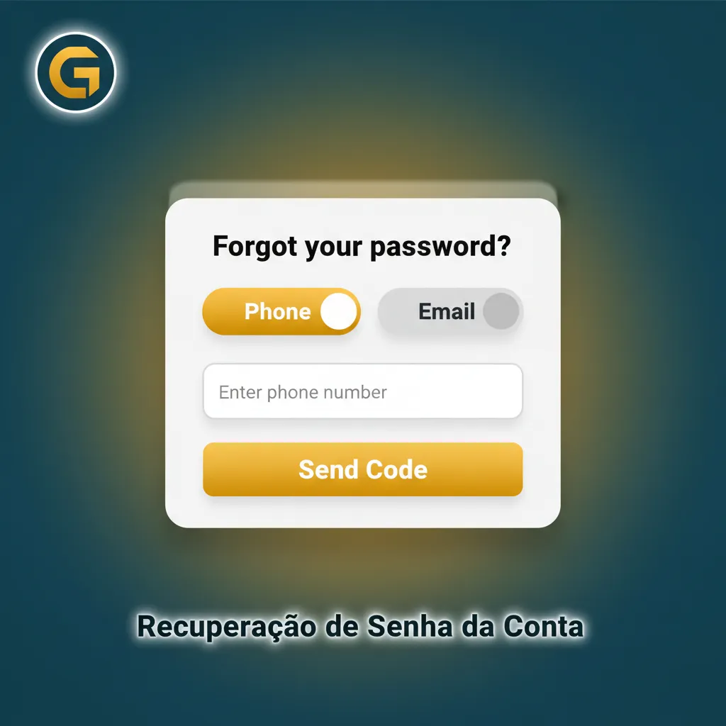 Tela de recuperação de senha da conta com opções de e-mail ou SMS para redefinir e reativar 2FA