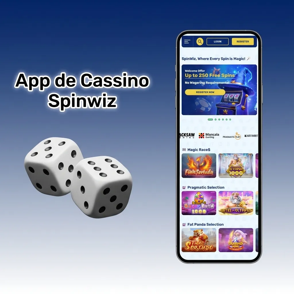 App Spinwiz exibindo jogos de cassino ao vivo com roleta, blackjack e slots de fornecedores premium